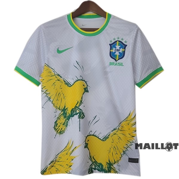 Foot Maillot Pas Cher Thailande Spécial Maillot Brésil 2022 Blanc Jaune