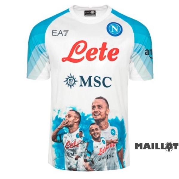 Foot Maillot Pas Cher Thailande Spécial Maillot Napoli 2023 2024 Blanc IIII Bleu