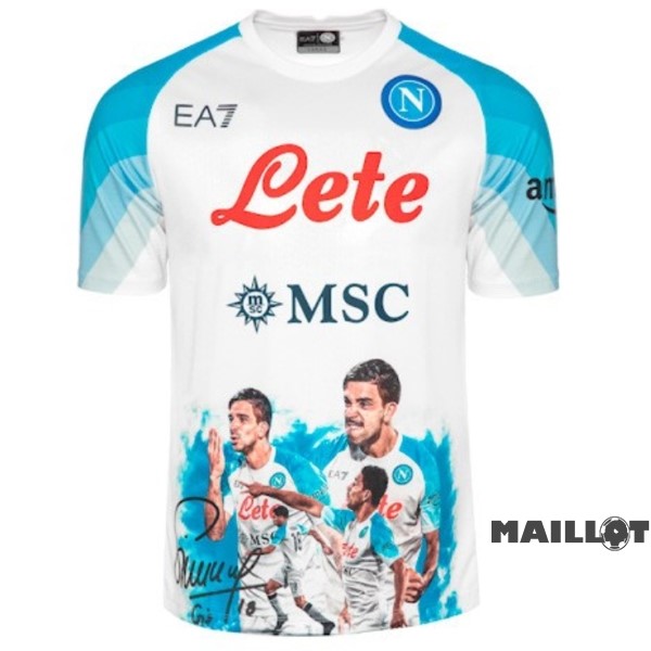 Foot Maillot Pas Cher Thailande Spécial Maillot Napoli 2023 2024 Blanc III Bleu