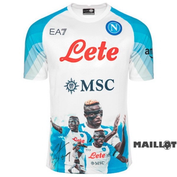 Foot Maillot Pas Cher Thailande Spécial Maillot Napoli 2023 2024 Blanc I Bleu