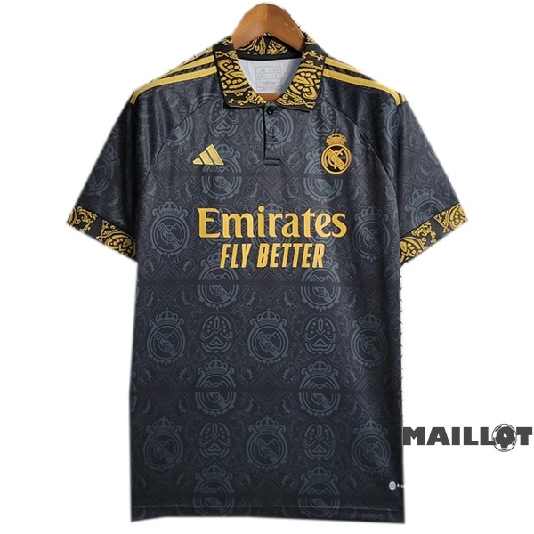 Foot Maillot Pas Cher Thailande Spécial Maillot Real Madrid 2023 2024 Noir Jaune