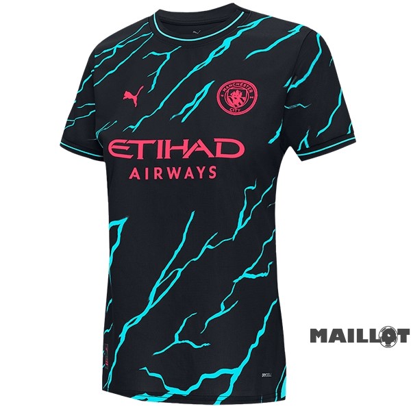 Foot Maillot Pas Cher Third Maillot Femme Manchester City 2023 2024 Noir