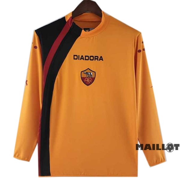 Foot Maillot Pas Cher Third Maillot Manches Longues As Roma Retro 2005 2006 Jaune