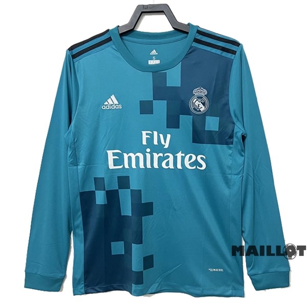 Foot Maillot Pas Cher Third Maillot Manches Longues Real Madrid Retro 2017 2018 Bleu