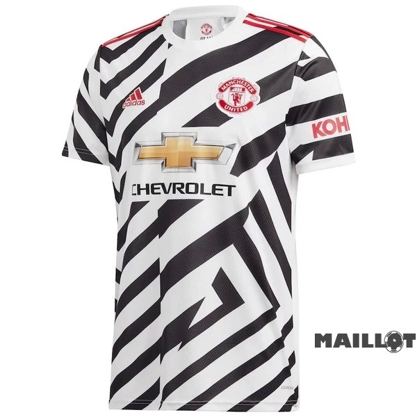 Foot Maillot Pas Cher Third Maillot Manchester United Retro 2020 2021 Blanc