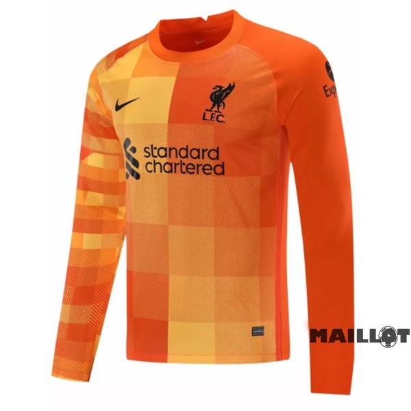 Foot Maillot Pas Cher Third Manches Longues Gardien Liverpool 2021 2022 Orange