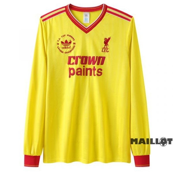 Foot Maillot Pas Cher Third Manches Longues Liverpool Retro 1985 1986 Jaune