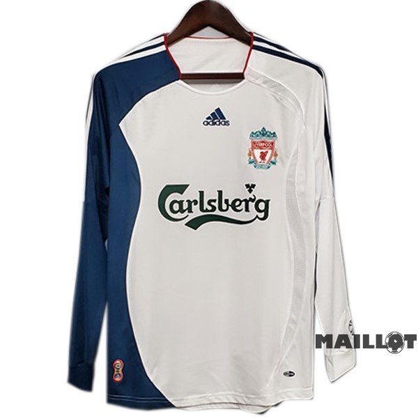 Foot Maillot Pas Cher Third Manches Longues Liverpool Retro 2006 2007 Blanc