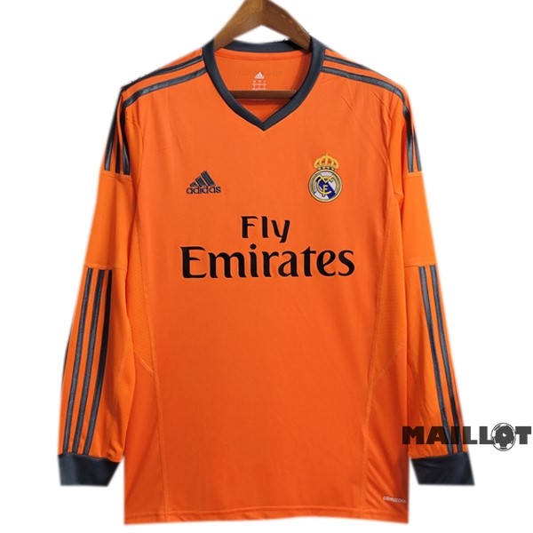 Foot Maillot Pas Cher Third Manches Longues Real Madrid Retro 2013 2014 Orange