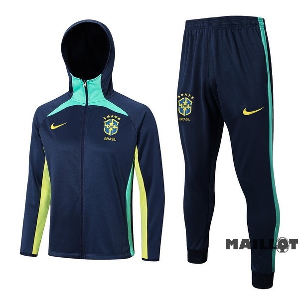 Foot Maillot Pas Cher Veste Con Capucha Brésil 2023 Bleu Marine Vert