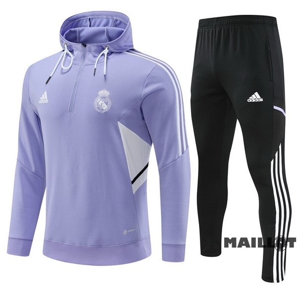 Foot Maillot Pas Cher Veste Con Capucha Enfant Real Madrid 2022 2023 Purpura Noir