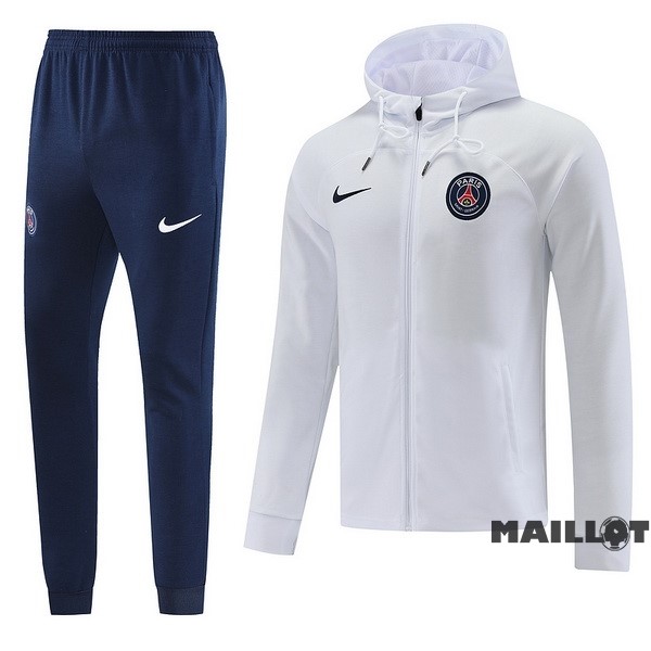 Foot Maillot Pas Cher Veste Con Capucha Paris Saint Germain 2022 2023 Blanc II Noir