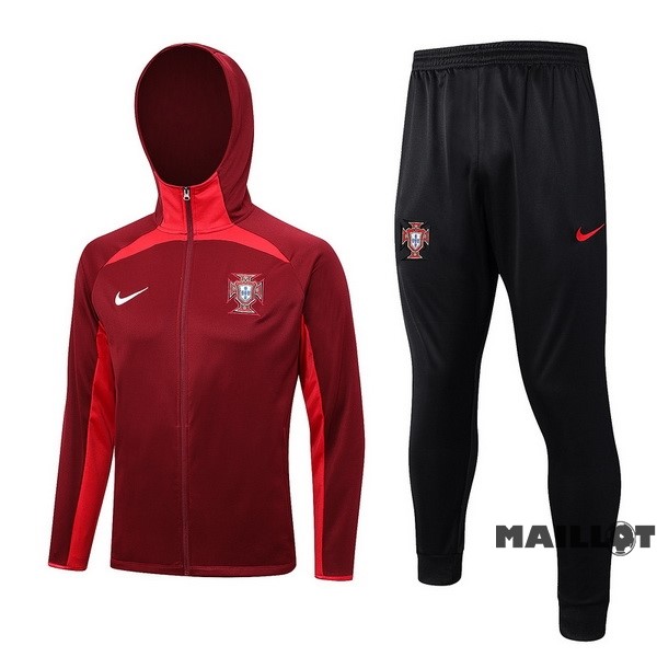 Foot Maillot Pas Cher Veste Con Capucha Portugal 2022 Rouge I Noir