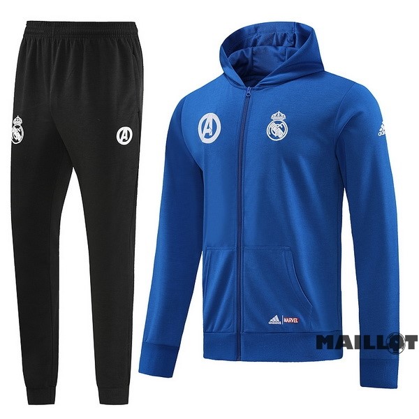 Foot Maillot Pas Cher Veste Con Capucha Real Madrid 2022 2023 Noir Bleu