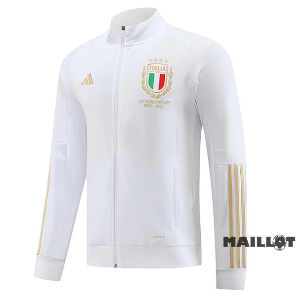 Foot Maillot Pas Cher Veste Italie 2023 Blanc Jaune