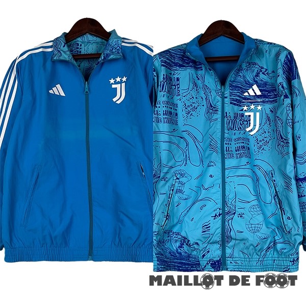 Foot Maillot Pas Cher Coupe Vent Juventus 2023 2024 Bleu