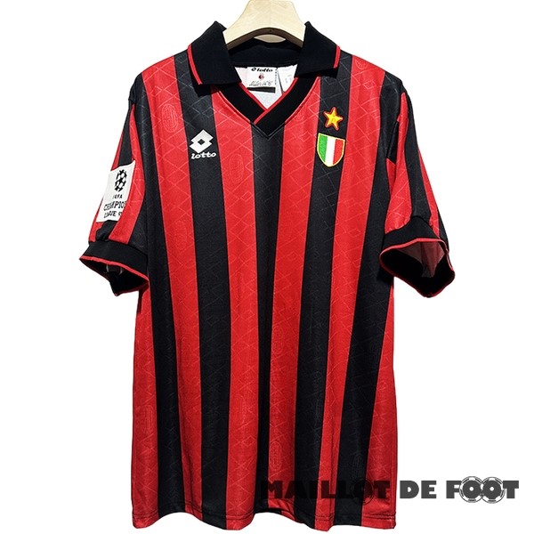 Foot Maillot Pas Cher Domicile Maillot AC Milan Retro 1994 Noir Rouge