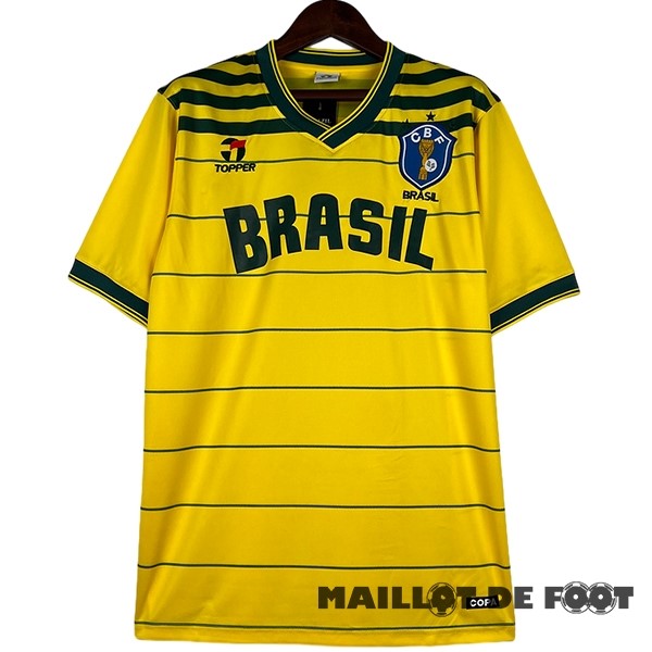 Foot Maillot Pas Cher Domicile Maillot Brésil Retro 1984 Jaune