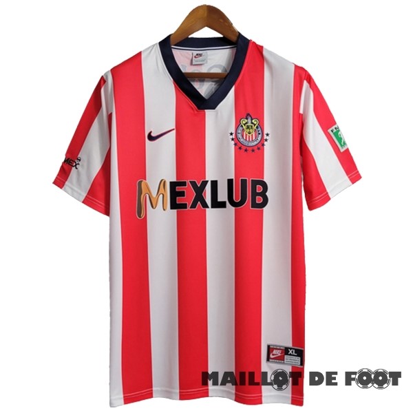 Foot Maillot Pas Cher Domicile Maillot CD Guadalajara Retro 1996 1997 Blanc Rouge