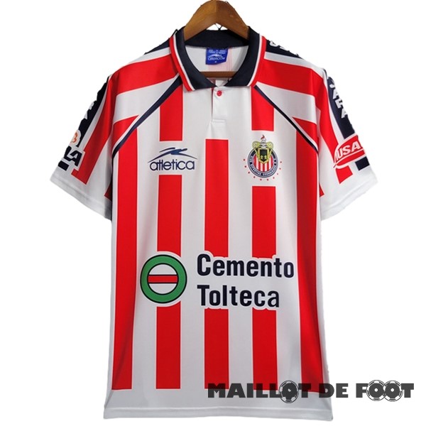 Foot Maillot Pas Cher Domicile Maillot CD Guadalajara Retro 2002 2003 Blanc Rouge