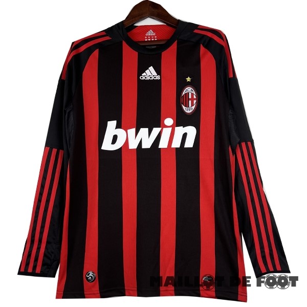 Foot Maillot Pas Cher Domicile Maillot Manches Longues AC Milan Retro 2008 2009 Rouge