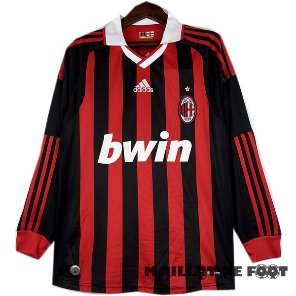 Foot Maillot Pas Cher Domicile Maillot Manches Longues AC Milan Retro 2009 2010 Rouge