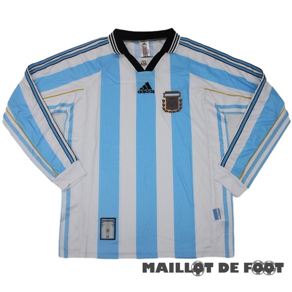 Foot Maillot Pas Cher Domicile Manches Longues Argentine Retro 1998 Bleu