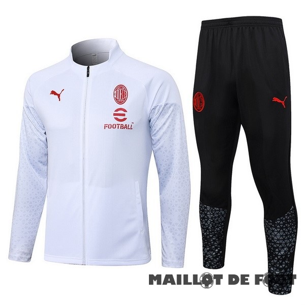 Foot Maillot Pas Cher Ensemble Complet Ensemble Complet longue fermeture éclair vêtements De Sport AC Milan 2023 2024 Blanc Noir