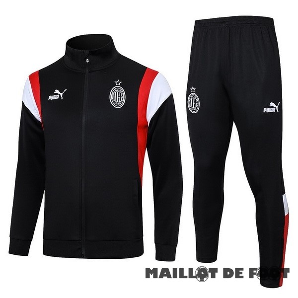 Foot Maillot Pas Cher Ensemble Complet Ensemble Complet longue fermeture éclair vêtements De Sport AC Milan 2023 2024 Noir Blanc Rouge