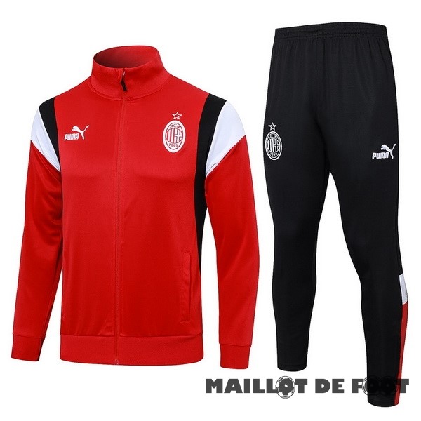 Foot Maillot Pas Cher Ensemble Complet Ensemble Complet longue fermeture éclair vêtements De Sport AC Milan 2023 2024 Rouge Blanc Noir