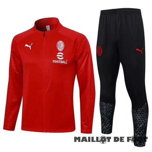 Foot Maillot Pas Cher Ensemble Complet Ensemble Complet longue fermeture éclair vêtements De Sport AC Milan 2023 2024 Rouge III Noir