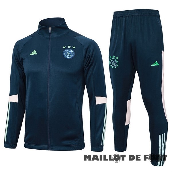 Foot Maillot Pas Cher Ensemble Complet Ensemble Complet longue fermeture éclair vêtements De Sport Ajax 2023 2024 Bleu Marine Rose