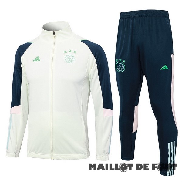 Foot Maillot Pas Cher Ensemble Complet Ensemble Complet longue fermeture éclair vêtements De Sport Ajax 2023 2024 Vert Clair Bleu