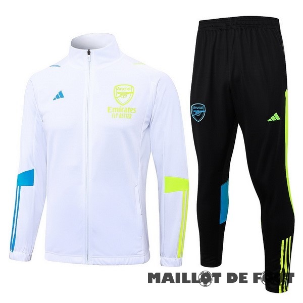 Foot Maillot Pas Cher Ensemble Complet Ensemble Complet longue fermeture éclair vêtements De Sport Arsenal 2023 2024 Blanc Bleu Noir