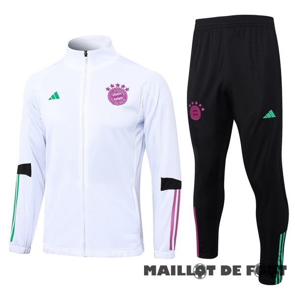 Foot Maillot Pas Cher Ensemble Complet Ensemble Complet longue fermeture éclair vêtements De Sport Bayern Múnich 2023 2024 Blanc Noir Purpura