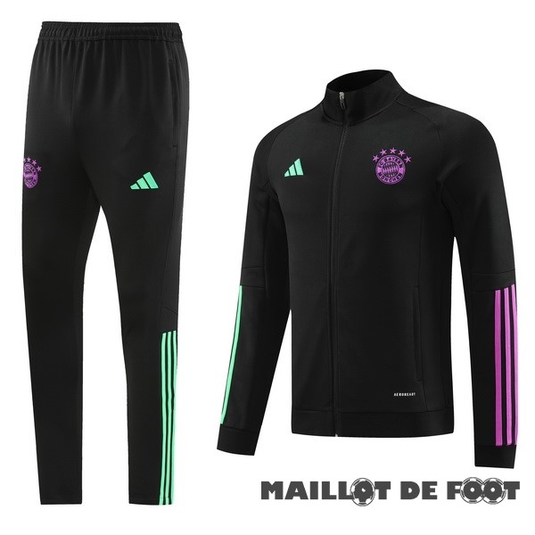 Foot Maillot Pas Cher Ensemble Complet Ensemble Complet longue fermeture éclair vêtements De Sport Bayern Múnich 2023 2024 Noir I Purpura