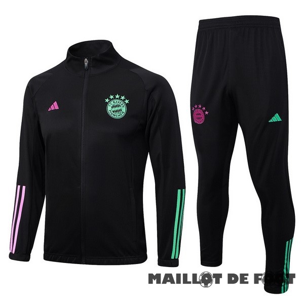 Foot Maillot Pas Cher Ensemble Complet Ensemble Complet longue fermeture éclair vêtements De Sport Bayern Múnich 2023 2024 Noir Purpura