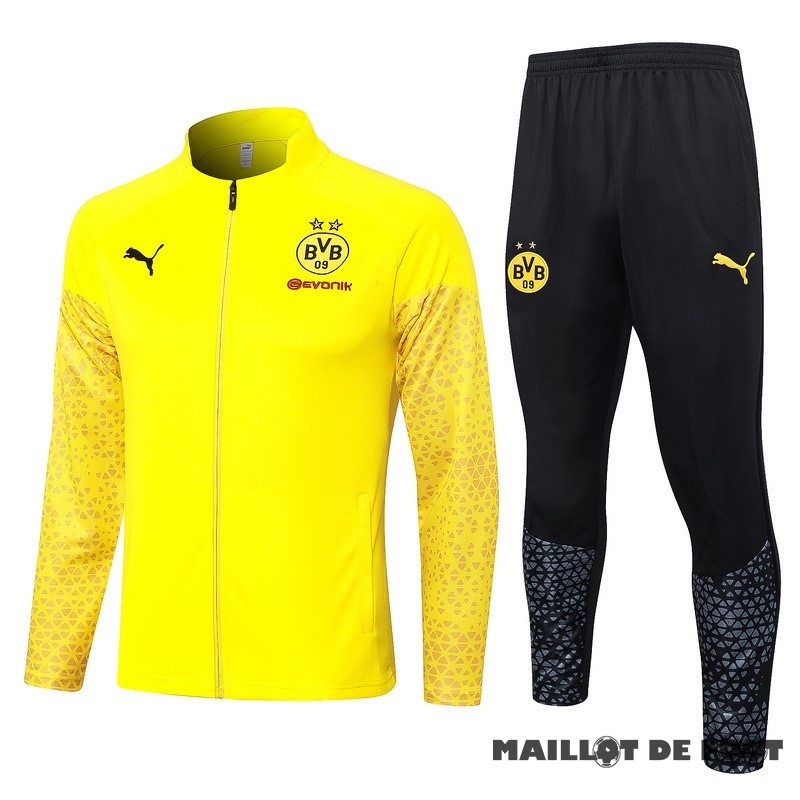 Foot Maillot Pas Cher Ensemble Complet Ensemble Complet longue fermeture éclair vêtements De Sport Borussia Dortmund 2023 2024 Jaune I Noir