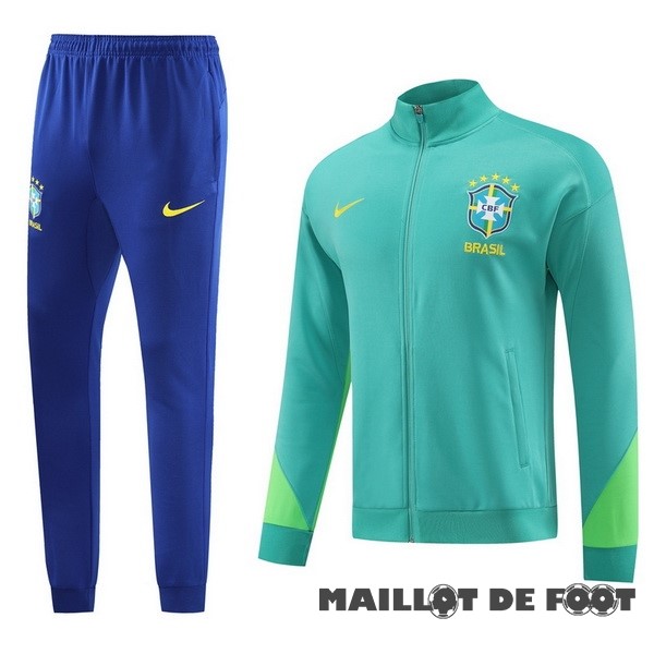 Foot Maillot Pas Cher Ensemble Complet Ensemble Complet longue fermeture éclair vêtements De Sport Brésil 2023 Bleu I Vert