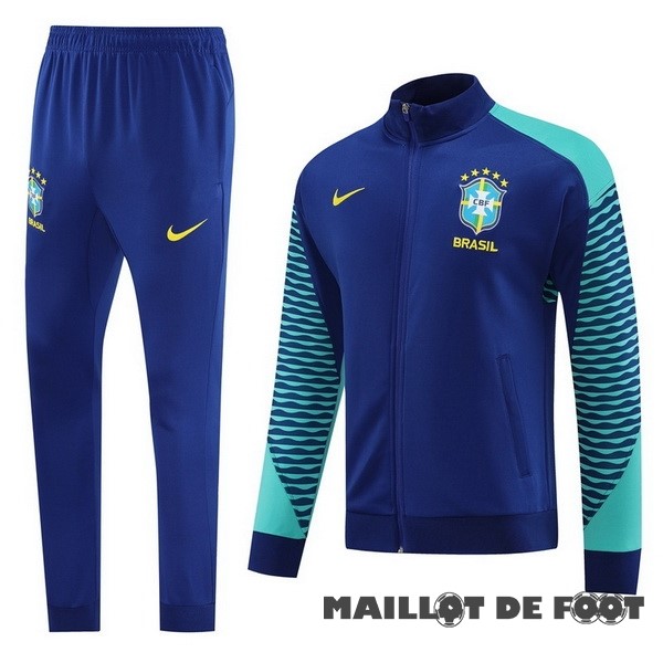 Foot Maillot Pas Cher Ensemble Complet Ensemble Complet longue fermeture éclair vêtements De Sport Brésil 2023 Bleu Vert