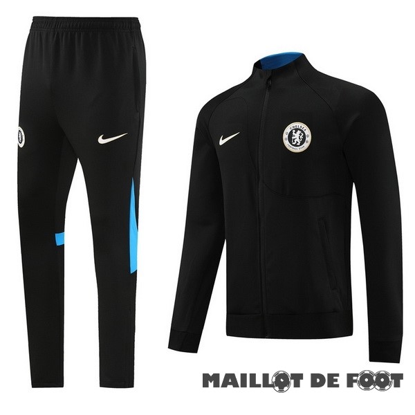 Foot Maillot Pas Cher Ensemble Complet Ensemble Complet longue fermeture éclair vêtements De Sport Chelsea 2023 2024 Noir Bleu