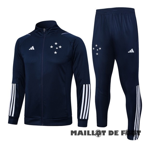 Foot Maillot Pas Cher Ensemble Complet Ensemble Complet longue fermeture éclair vêtements De Sport Cruzeiro 2023 2024 Bleu Marine