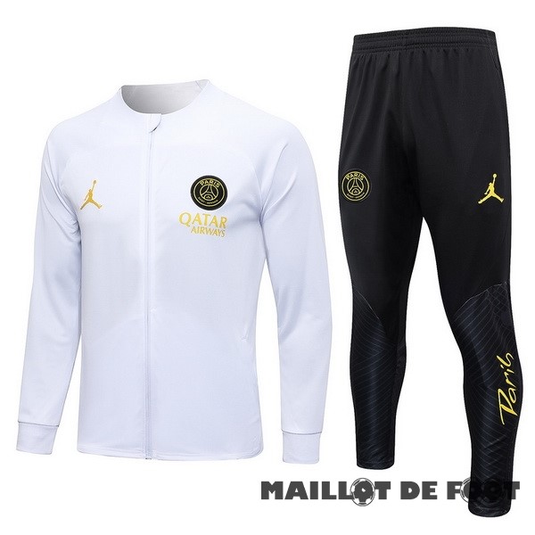 Foot Maillot Pas Cher Ensemble Complet Ensemble Complet longue fermeture éclair vêtements De Sport Enfant Paris Saint Germain 2023 2024 Blanc Noir