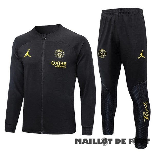 Foot Maillot Pas Cher Ensemble Complet Ensemble Complet longue fermeture éclair vêtements De Sport Enfant Paris Saint Germain 2023 2024 Noir