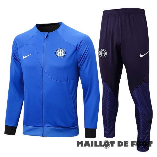 Foot Maillot Pas Cher Ensemble Complet Ensemble Complet longue fermeture éclair vêtements De Sport Inter Milán 2023 2024 Bleu Purpura