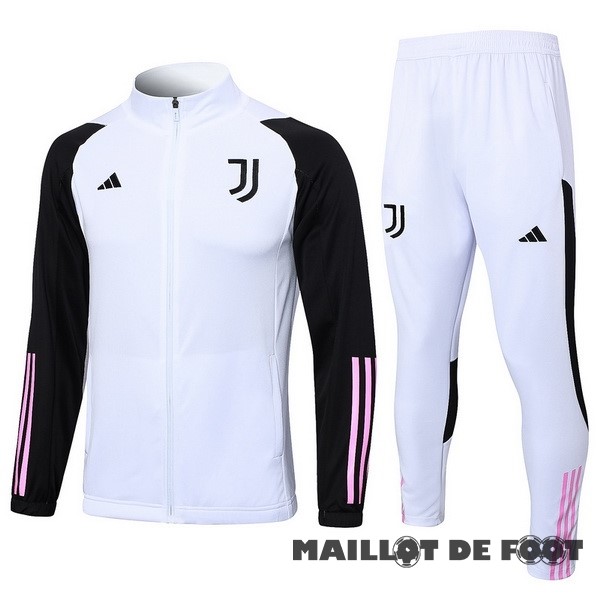 Foot Maillot Pas Cher Ensemble Complet Ensemble Complet longue fermeture éclair vêtements De Sport Juventus 2023 2024 Blanc Noir