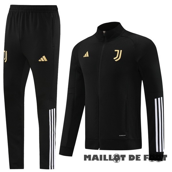 Foot Maillot Pas Cher Ensemble Complet Ensemble Complet longue fermeture éclair vêtements De Sport Juventus 2023 2024 Noir Blanc