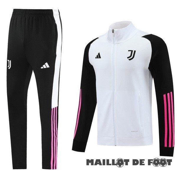 Foot Maillot Pas Cher Ensemble Complet Ensemble Complet longue fermeture éclair vêtements De Sport Juventus 2023 2024 Noir Blanc Rose