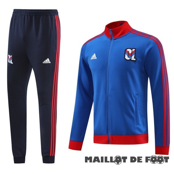 Foot Maillot Pas Cher Ensemble Complet Ensemble Complet longue fermeture éclair vêtements De Sport Lyon 2023 2024 Bleu Rouge