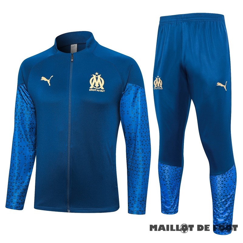 Foot Maillot Pas Cher Ensemble Complet Ensemble Complet longue fermeture éclair vêtements De Sport Marsella 2023 2024 Bleu Marine